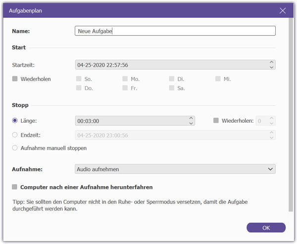 Aufgabenplan erstellen