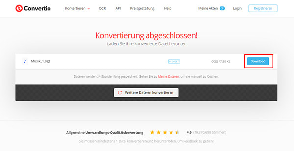 Konvertierte Datei speichern