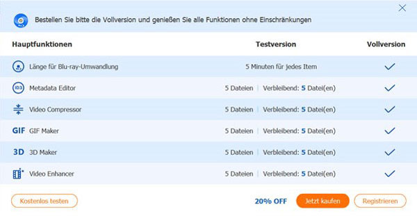 Meldung zur Registrierung