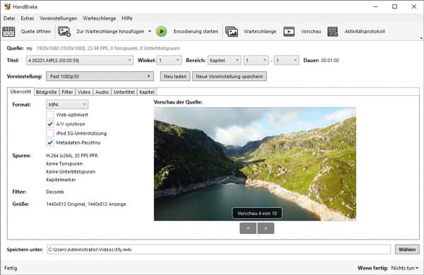 Blu-ray mit HandBrake rippen