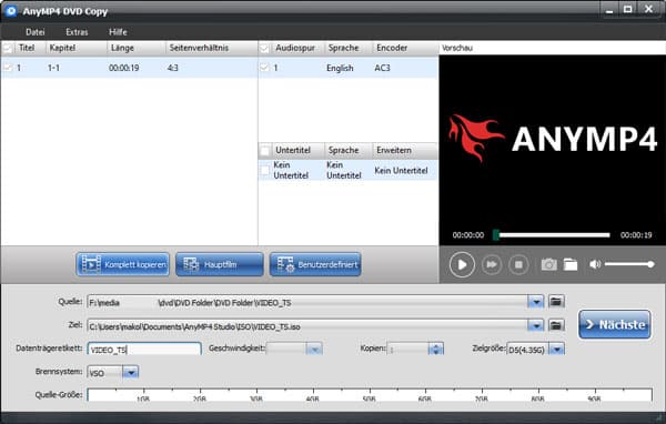 Kopiermodi auswählen
