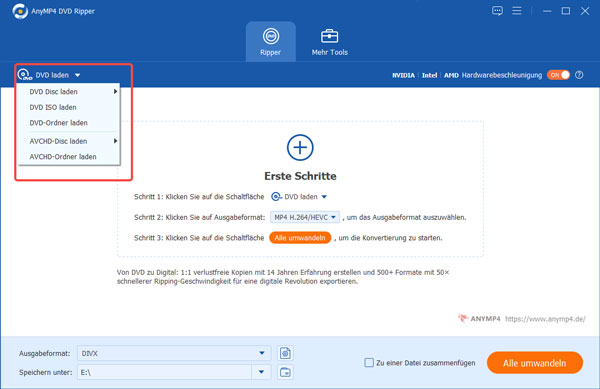 DVD-Disc ins Programm laden