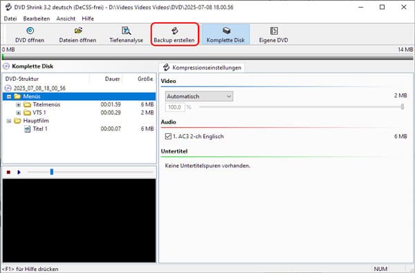 DVD rippen mit DVD Shrink
