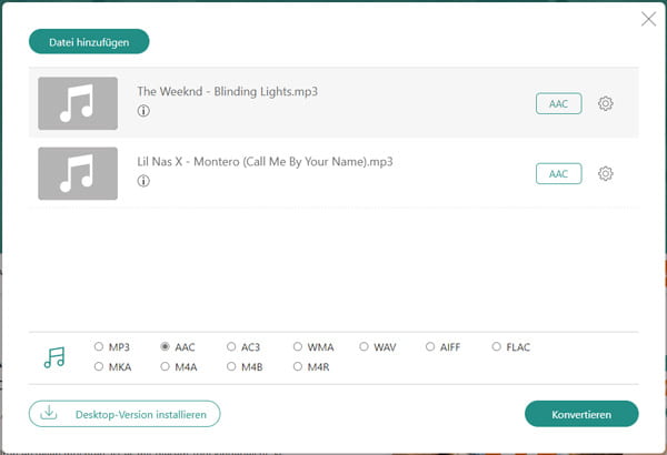 Online MP3 to AAC Converter