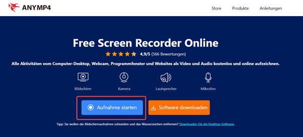 Aufnahme auf Chrome starten