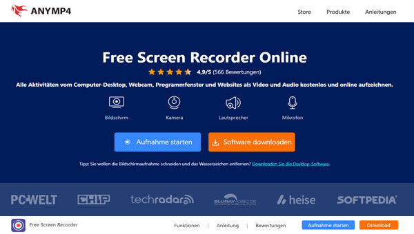 AnyMP4 Free Screen Recorder öffnen