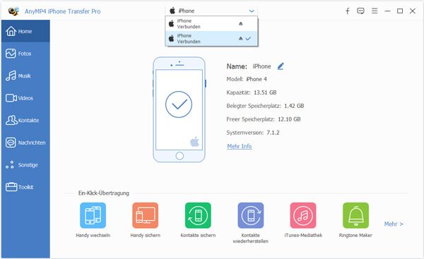 Zwei iPhones mit der Software verbinden
