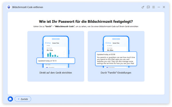 Bildschirmzeit-Code Modus wählen