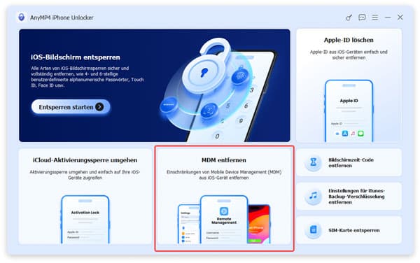 MDM entfernen Funktion wählen