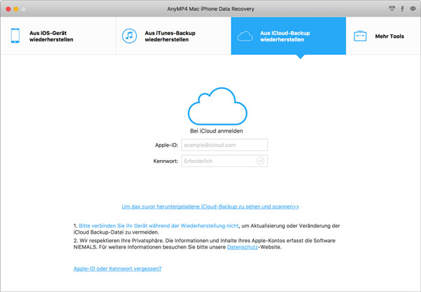 Aus iCloud-Backup wiederherstellen