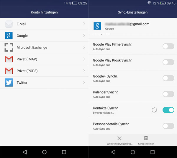 Android-Kontakte mit Google synchronisieren