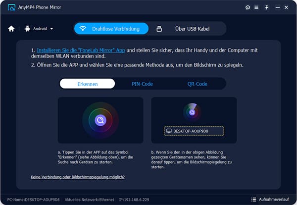 Android-Gerät mit PC verbinden