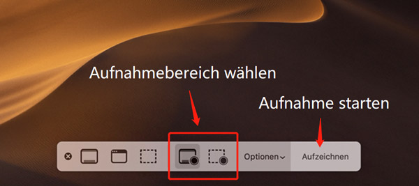 Mac-Bildschirmaufnahme erstellen mit Symbolleiste