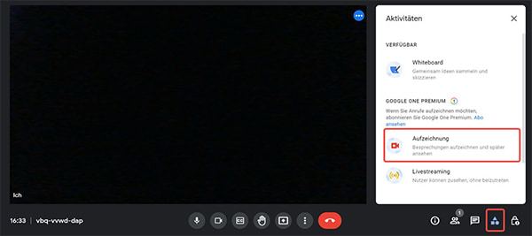 Google Meet aufnehmen