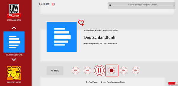 Internetradio auf Phonostar aufnehmen