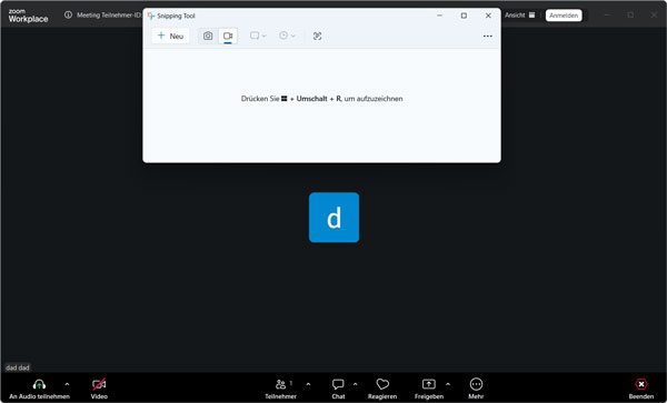Webinar mit Snipping Tool aufnehmen