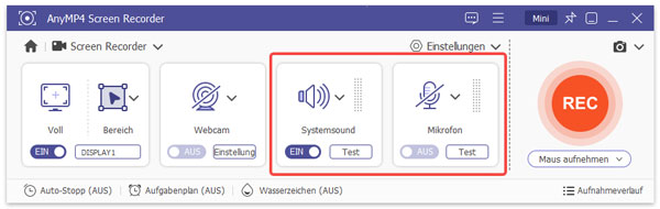 Audio einstellen und aufnehmen