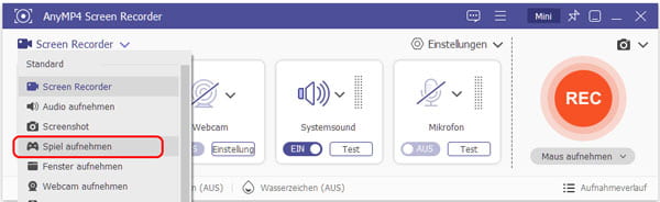 Spiel aufnehmen