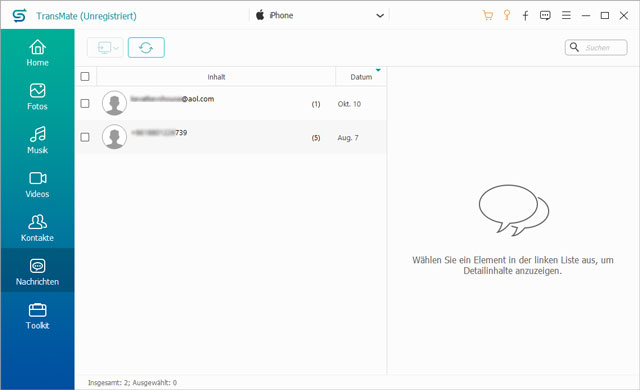SMS Nachrichten verwalten