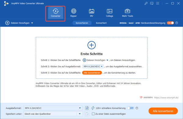 Converter-Funktion auswählen