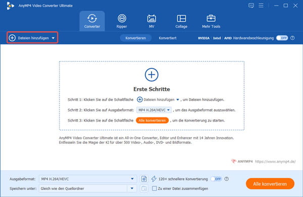 MTS-Dateien hinzufügen