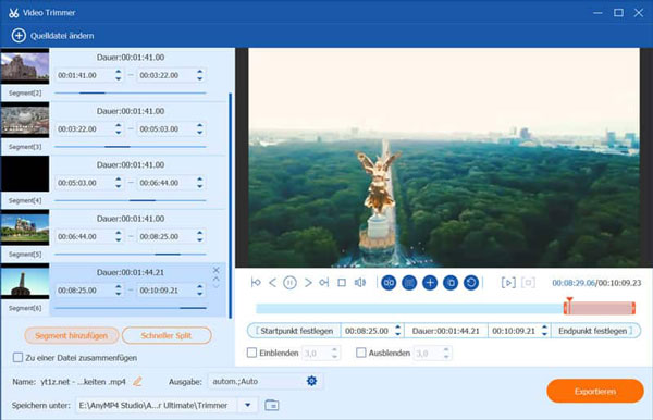 Video manuell aufteilen
