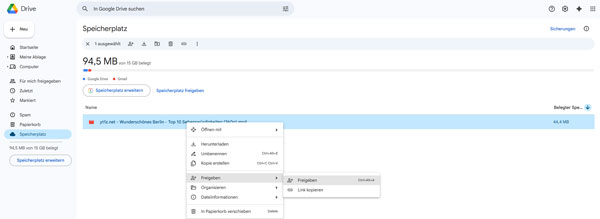 Google Drive Video teilen