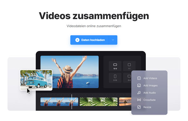 MP4 in Clideo hinzufügen