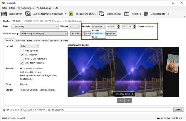 Video schneiden mit HandBrake