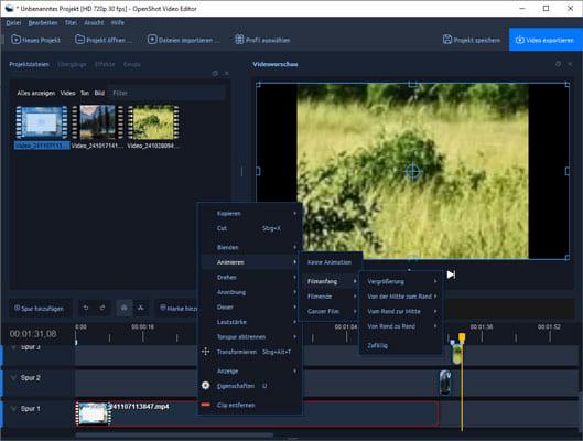 Videoparameter ändern mit OpenShot Video Editor