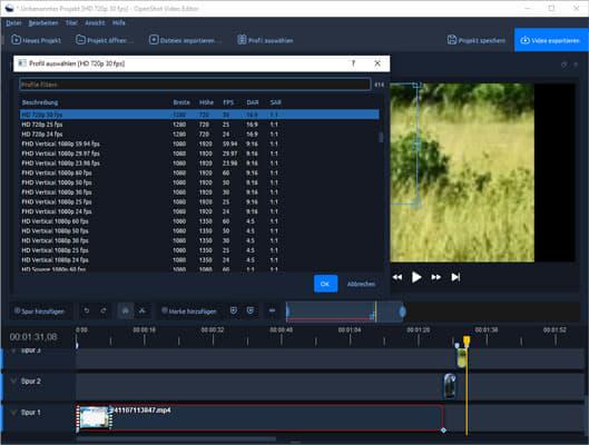 Videoqualität anpassen mit OpenShot Video Editor