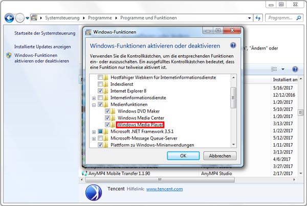 Windows Media Player deaktivieren