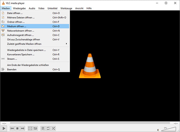 VLC media player starten