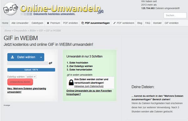 GIF in WebM umwandeln mit Online-Umwandeln