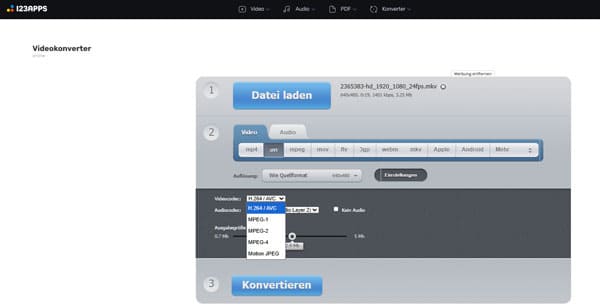 Video-Codec online ändern