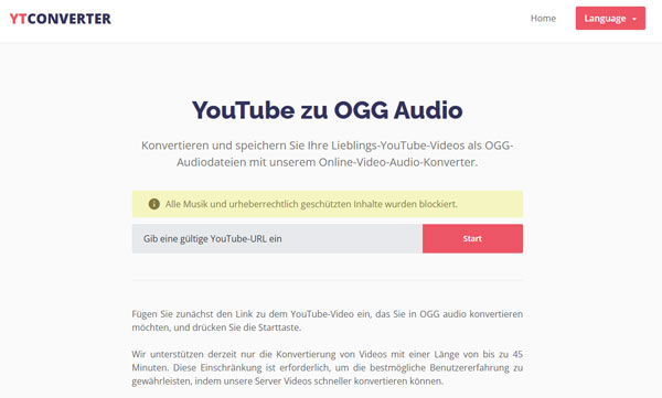 YouTube in OGG umwandeln mit YT Converter